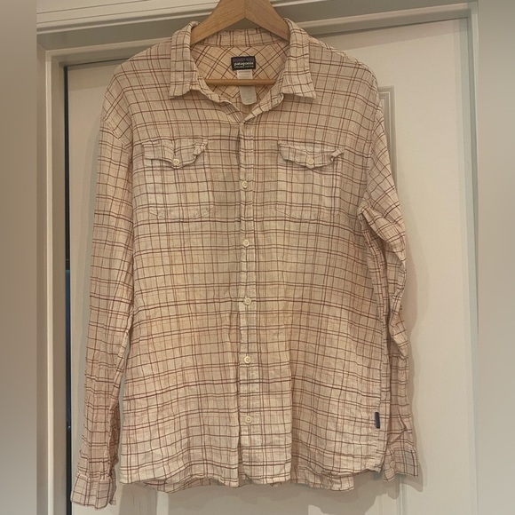 Patagonia Other - Patagonia Beige and Red Plaid Casual Button Down Shirt